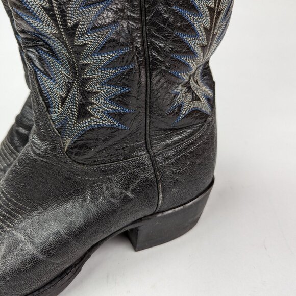TONY LAMA Men\'s Sz 9D Black Elephant Leather Boots Lug Sole Style 8613 main image 11
